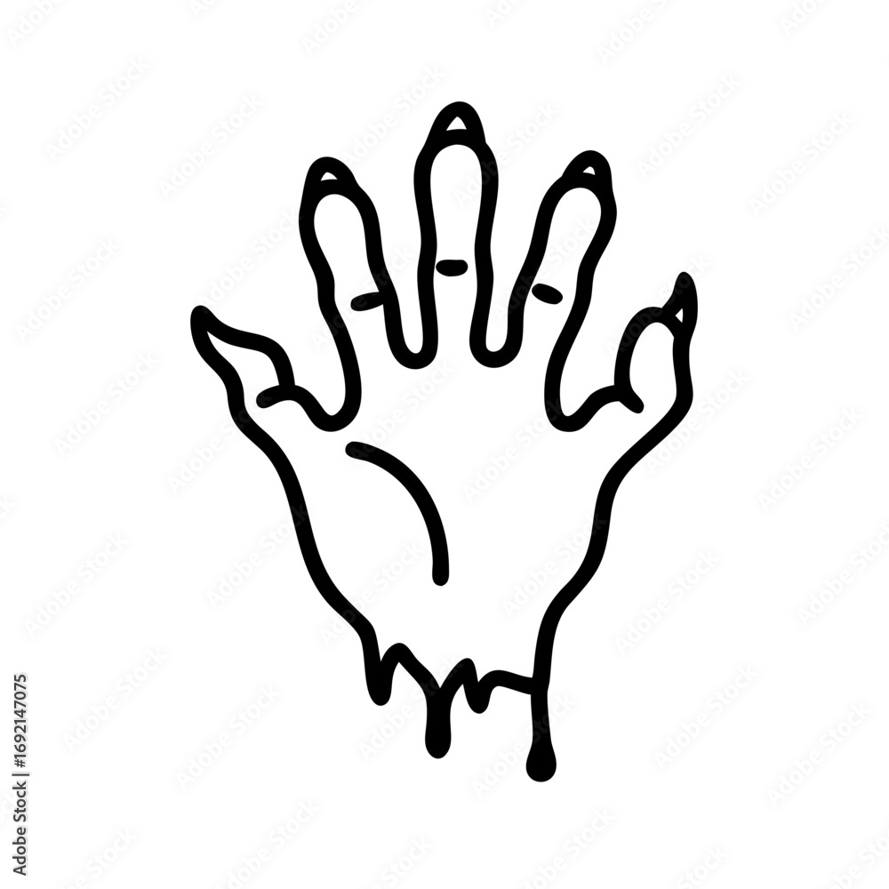 Obraz premium Bloody Handprint With Claw Marks Icon One Line Art
