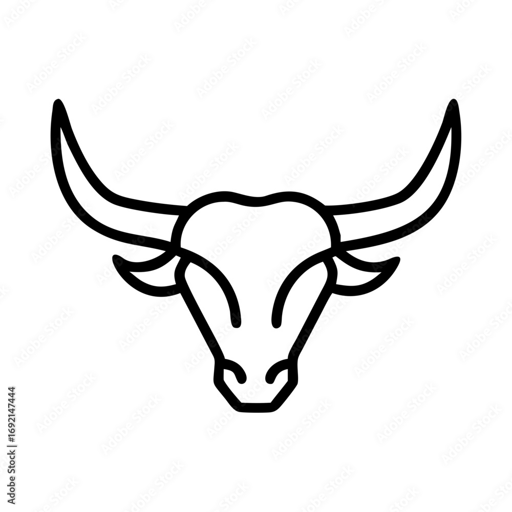 Fototapeta premium Bull Horns Outline Icon One Line Art