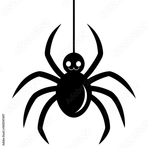 Cartoon Spider Dangling Icon Vector Silhouette