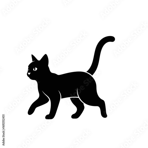 Silhouette of a Black Cat Walking Sideways