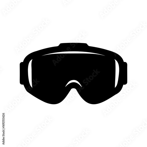 Black silhouette of ski goggles or virtual reality headset isolated on white