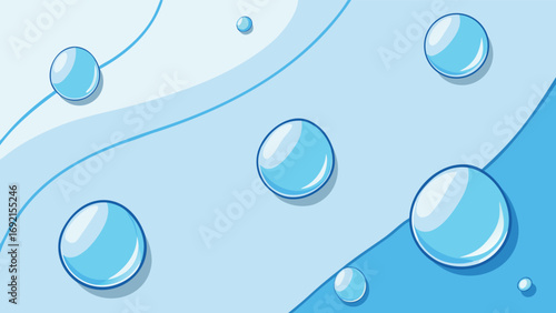 Water drops on a blue background. Vector illustration. Eps 10.