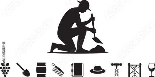 Silhouette of a Fisherman Casting a Line on a Transparent Background Illustration