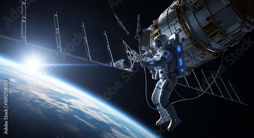 Astronauts Orbital Repair - A Glimpse of Earth from Space.