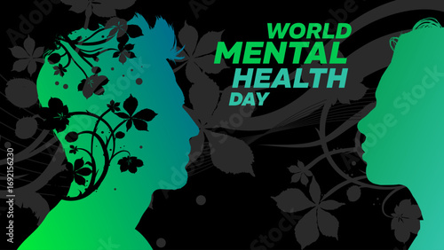 World mental health day banner  - vector illustration.