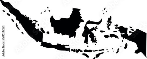 Indonesia map silhouette country border outline shape
