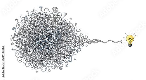 Creative Thinking Process Transforming Chaos into a Solution.