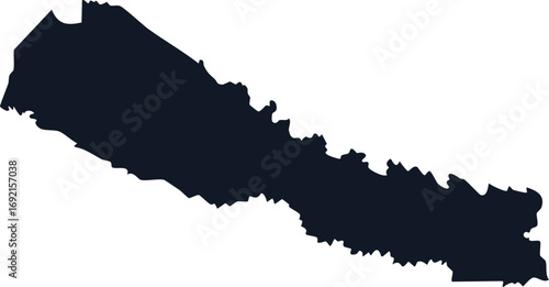 Nepal map silhouette country border outline shape