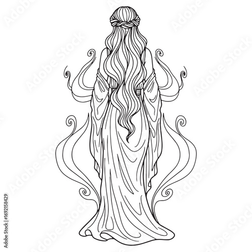 Classical Hedone Lineart – Hedone Vector Illustration with Clean Mythological Design – Hedone Drawing – Line Art Drawing of Hedone – Hedone Icon