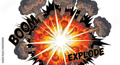Explosive Illustration Dynamic Burst of Energy and Impact.
