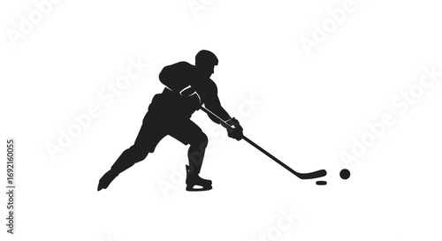 Hockey player silhouette puck stick Action pose