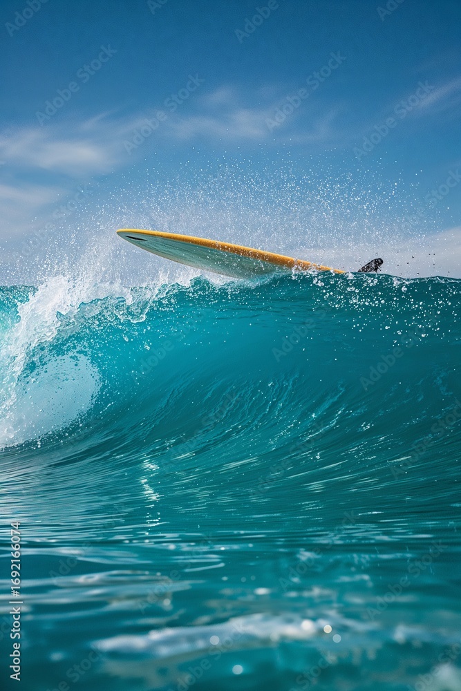Obraz premium A great surfing wave in a mighty ocean that rises many meters