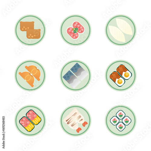 回転寿司のイラストセット