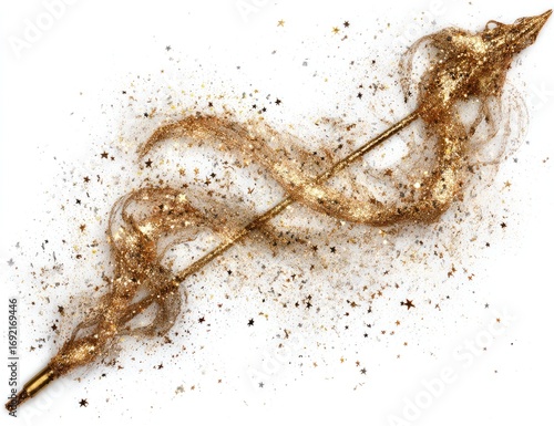 Golden wand with swirling glitter