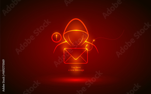 Phishing Email Scam Fraud Vector with Spam Internet Scammer Online Cyber Security