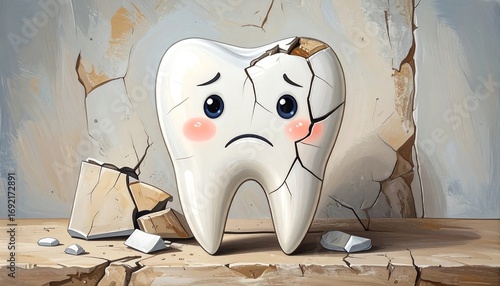 Sad tooth with a crack