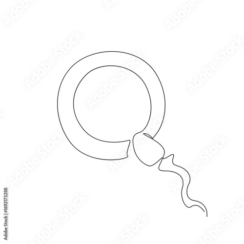 One continuous single drawing line art flat doodle sperm, science, biology, ovulation, human egg, fertility, microscopic, molecular. Isolated image hand draw contour on a white background, hand drawn,