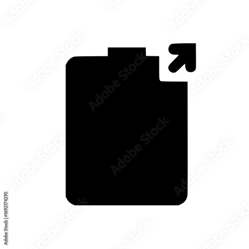 Clipboard and arrow icon vector representing upload, outbound direction, or task escalation