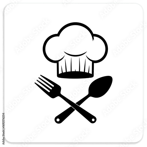 Chef Hat Fork Spoon Culinary Restaurant Food.
