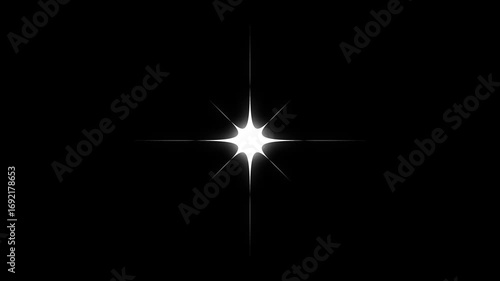 Twinkling stars sparkle glowing animation cartoon doodle flat style, glitter festive Christmas night starry lights effect overlay background in 4K Black screen video.