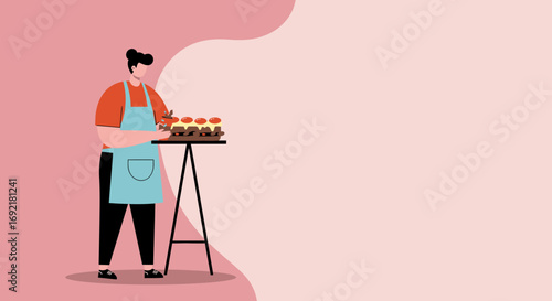 Professional chef or home cook preparing fresh, steaming burgers on a stand, ideal for food service, catering, or culinary lifestyle content.