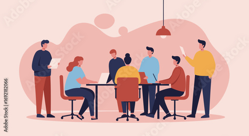 Diverse team collaborates in a modern office meeting, discussing ideas and projects. Ideal for business, teamwork, innovation, and professional development concepts.