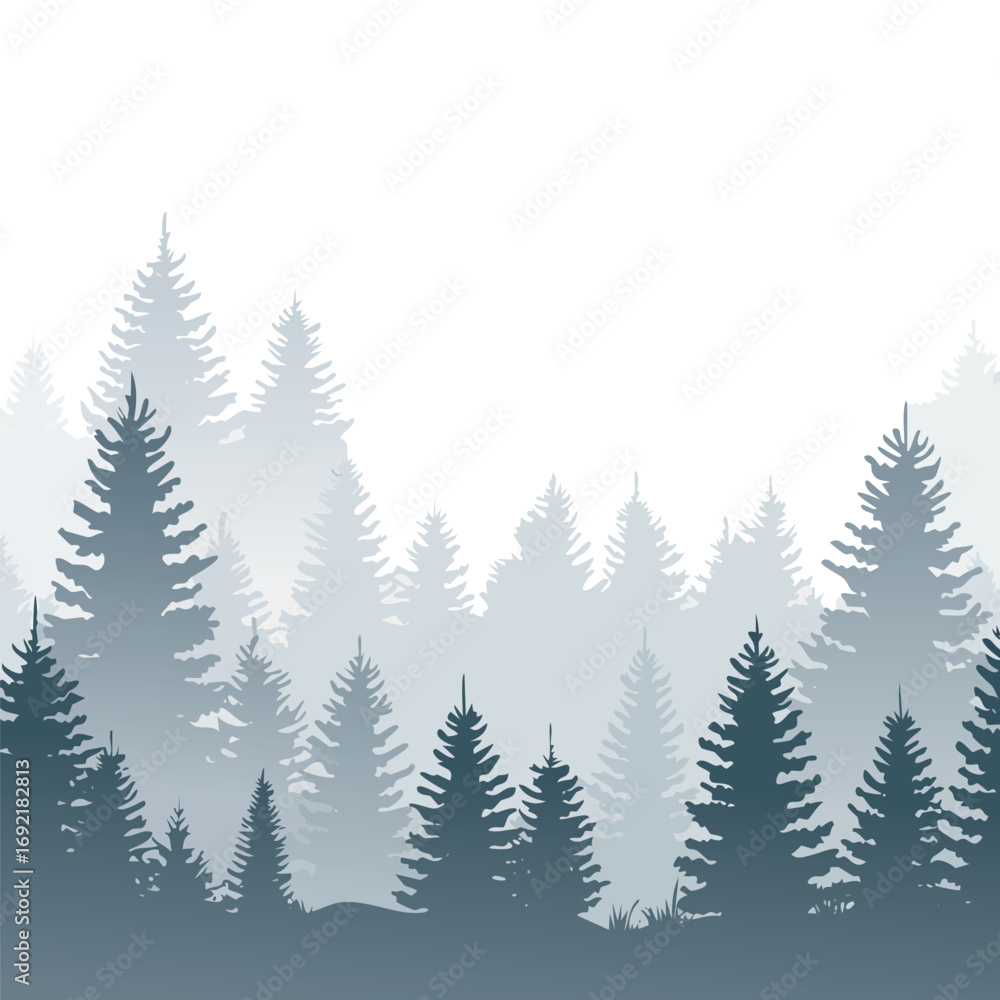 Obraz premium pine tree forest silhouette vector illustration
