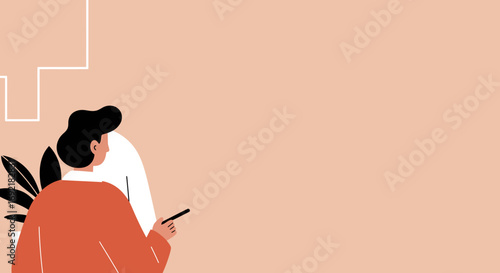 Stylized person pointing with a pen towards an empty screen in a minimalist setting, suitable for business presentations, educational content, or idea demonstration.