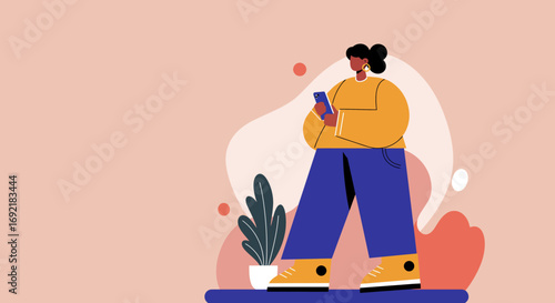 Modern person walking and using a smartphone, symbolizing digital connectivity, communication, and contemporary lifestyle. Ideal for tech, app, or daily life themes.