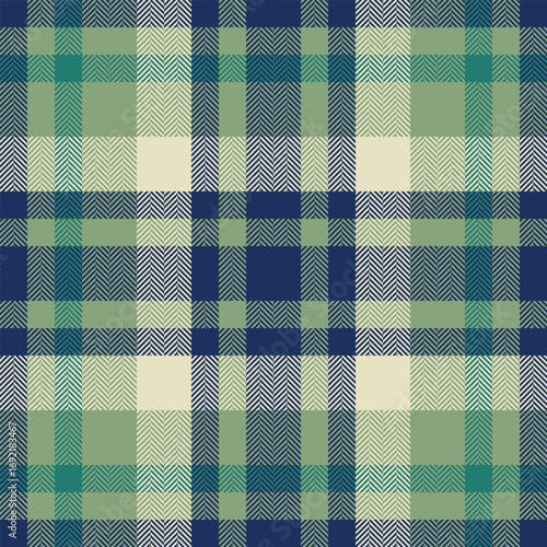 Stitch pattern background tartan, romantic textile texture seamless. Sixties check plaid vector fabric in pastel and blue colors.