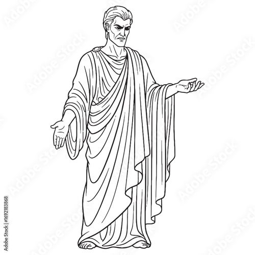 Ancient Hades Lineart – Hades Vector Outline Drawing with God of the Dead Symbolism – Hades Drawing – Vector of Hades – Hades Outline