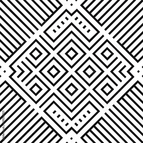 Abstract Geometric Monochrome Interlocking Pattern Vector