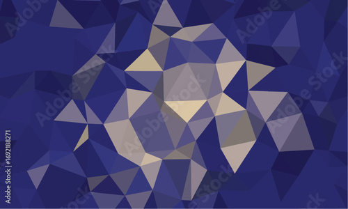 Geometric design features polygonal shapes in varied shades of blue and beige colors