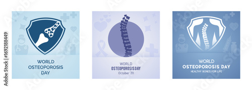 Osteoporosis Awareness October 20 – Healthy Bones, Spine & Skeleton Medical Poster Template.