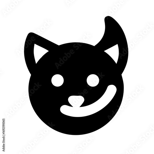 Cat With Crescent Moon On Forehead Icon Vector Silhouette