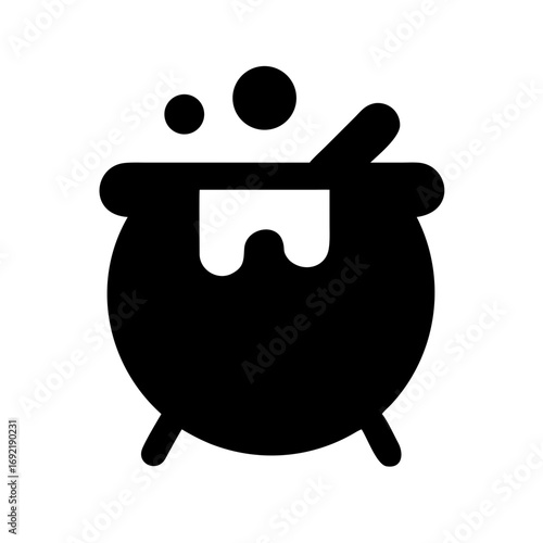Cauldron With Potion Spilling Over Icon Vector Silhouette