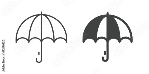 Umbrella icon. Line and glyph solid icon. Editable stroke and Perfect pixel isolated on white background. Vector illustration
