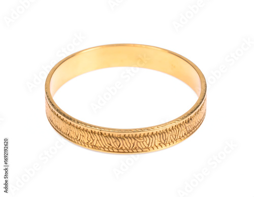 Gold Bangle Bracelet with Detailed Texture