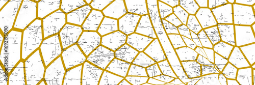 Gold and white seamless geometric pattern vector set. Repeating irregular shapes backgrounds for web tiles, science and interior design. Collection of polygonal line cell template backgrounds, Eps 10.