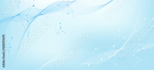 Global network connection website header or banner design. Abstract background with connecting dots and lines. Global business. Social network communication. Internet technology. Vector illustration