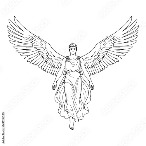 Minimalist Thanatos Lineart – Thanatos Vector Illustration with Refined Greek Style – Thanatos Drawing – Line Art Drawing of Thanatos – Thanatos Icon