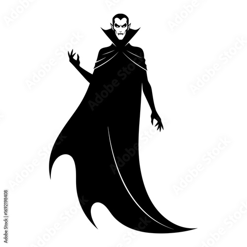 Vector art of elegant vampire silhouette, a timeless depiction of the classic gothic villain in a minimalist and striking design