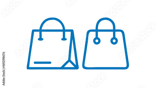 Shopping Bag Icon in Outline Blue Vector Style