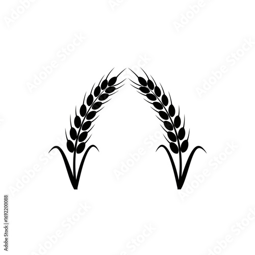 Vector art of two stylized wheat stalks, representing growth, nature, and the bounty of the harvest in a minimalist design