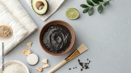 Wallpaper Mural Preparing Cosmetic Black Mask on Gray Background - 8 Torontodigital.ca