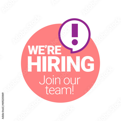 We are hiring. Open vacancy. We are hiring lettering about joining the team. Vector illustration
