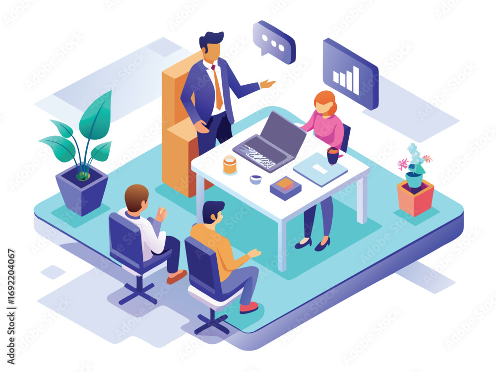 Business meeting isometric illustration Business meeting isometric illustration