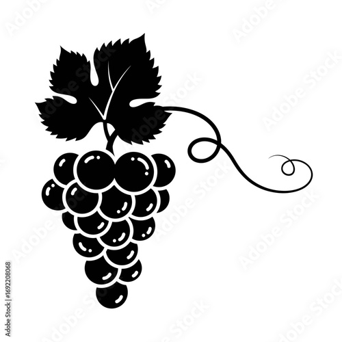 Illustration of a bunch of grapes with a leaf, perfect for wine, juice, or other graperelated products