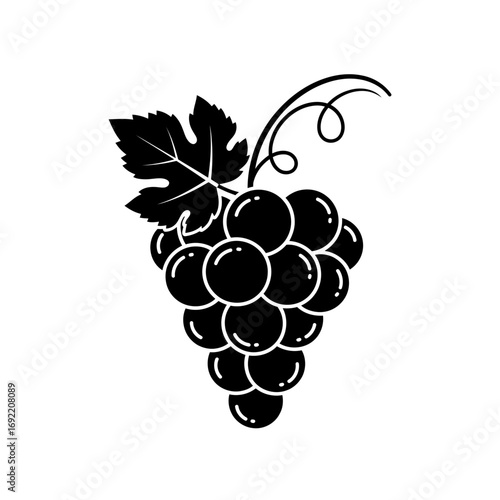 Illustration of a bunch of grapes with a leaf, perfect for wine, juice, or other graperelated products