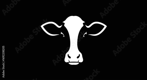Abstract Cow Snout Silhouette on Black Background